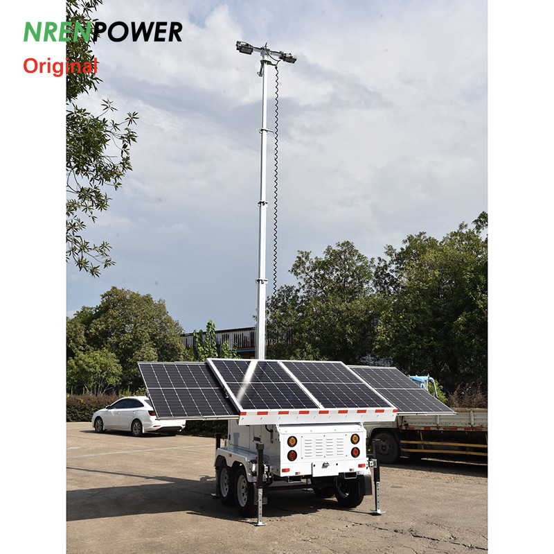 9m solar power mobile light tower-Dual axles-4x460W solar panels-9m mast-8x200AH batteries