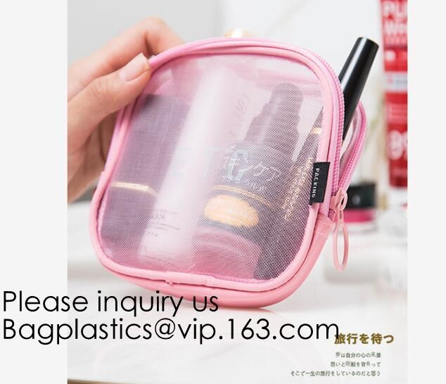 New Fashion Travel Makeup Brush Mesh Cosmetic Bag,Portable Canvas Travel Organizer Cosmetic Bag Toiletry Makeup Wash Bag