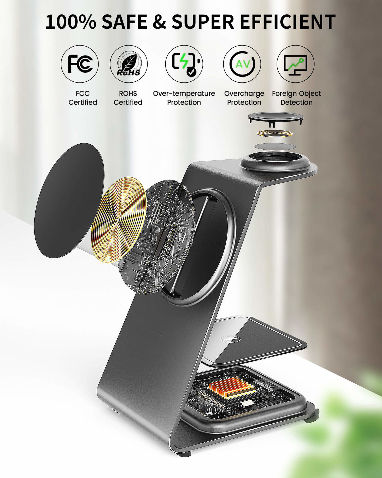Magnetic Aluminum Alloy Wireless Charging for Smart Devices USB-C Input Custom Logo Support