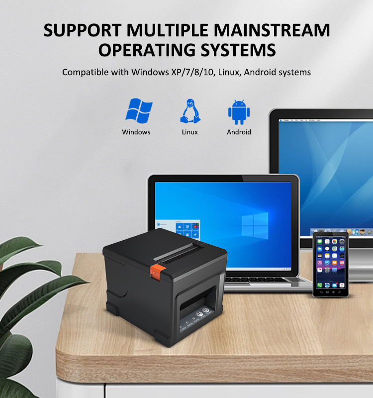 80mm Thermal Receipt Printer Auto Cutter 1D 2D 3 Inch Bluetooth Thermal Printer