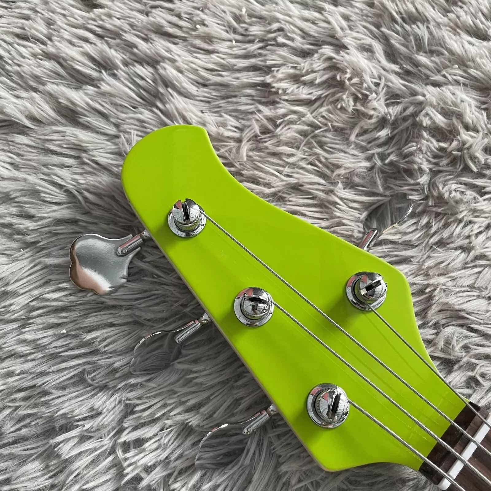 Custom 4 Strings Stingray Electric Bass Guitar in Green with White Pickguard Rosewood Fretboard