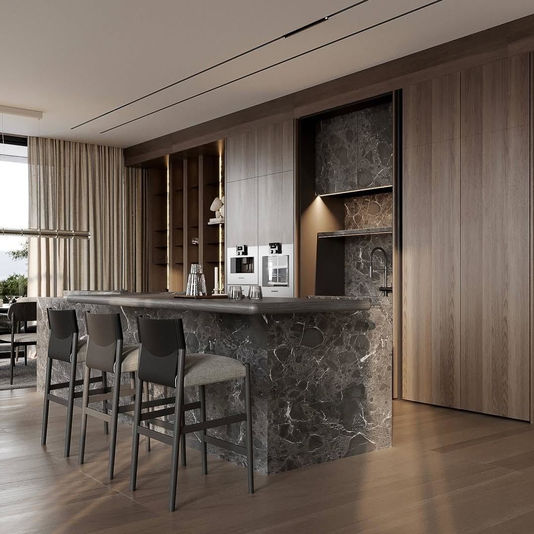 Customized Modern Gray Wood Grain Kitchen Cabinet High Quality 3D Automatic Smart PVC Design MDF Carcase Glass Door