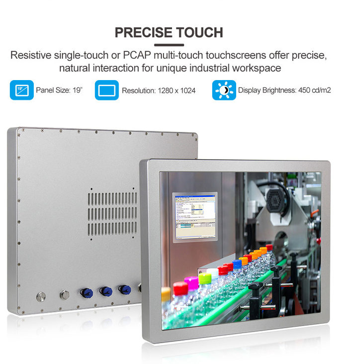 19" Embedded Touch Panel PC Aluminum Alloy Shell With 5 Wire Resistive Touch