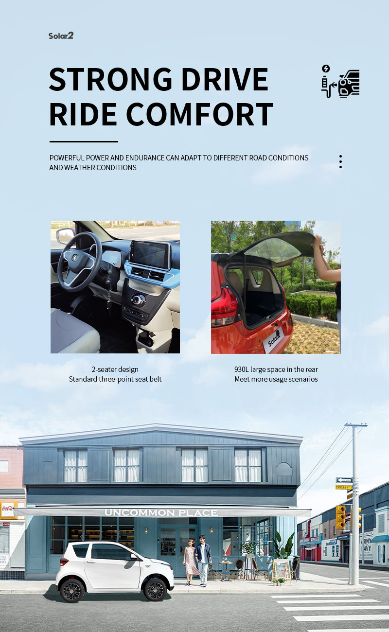 2024 2 Seats Mini EV Car Energy Vehicles Solar EEC Electric Car Blaval Solar 2 with EEC COC Customised Motor Single Motor