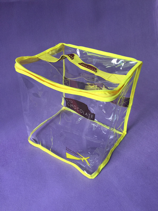 Sewing Clear Printing PVC Packing Bag / Big Yellow Promo PVC Zipper Bag