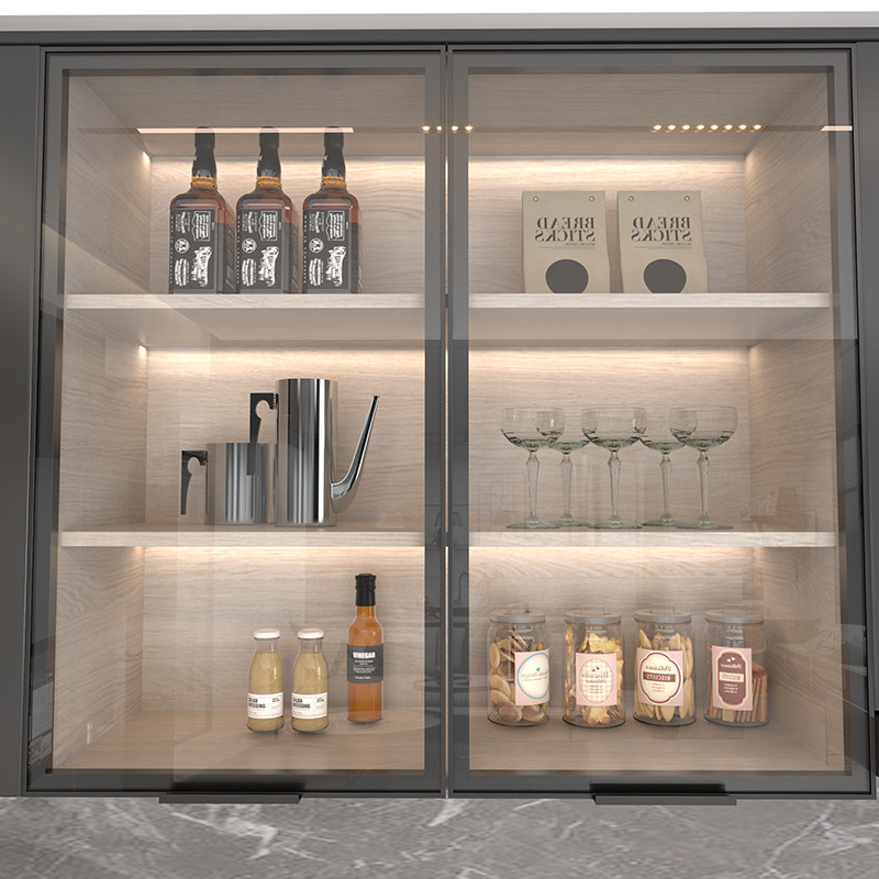 Commercial Aluminum Alloy Modular Kitchenette Cabinet Framless Glass Door