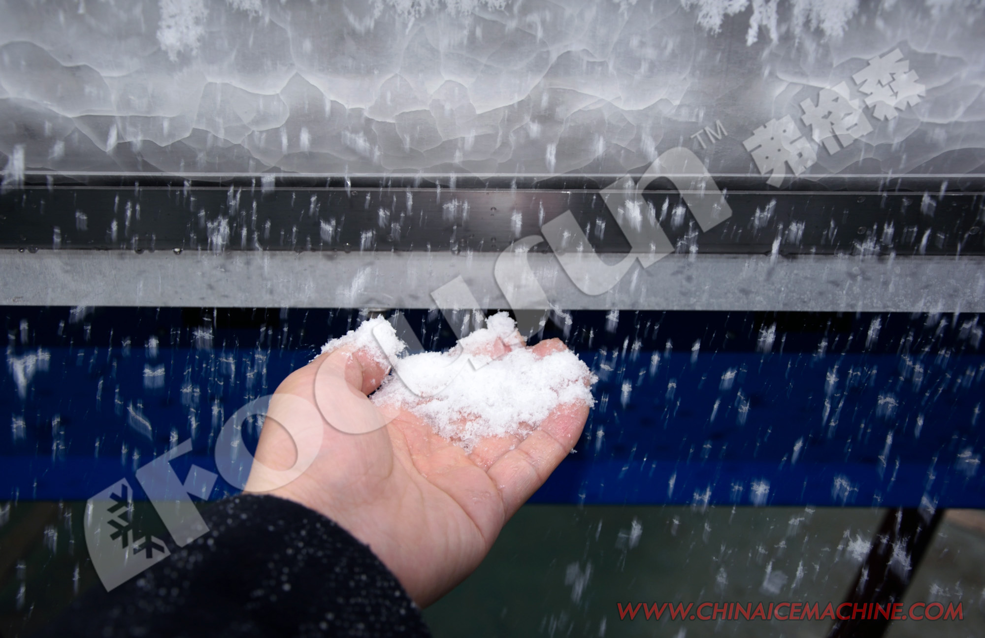 600KG/24H Gran capacidad maquina de nieve artificial snow making machine con compresor 5kw