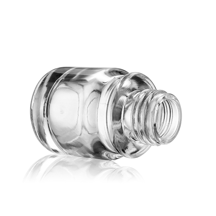 Cosmetic Packaging 30ml Round Clear Serum Lotion Foundation Glass Bottle With Pump