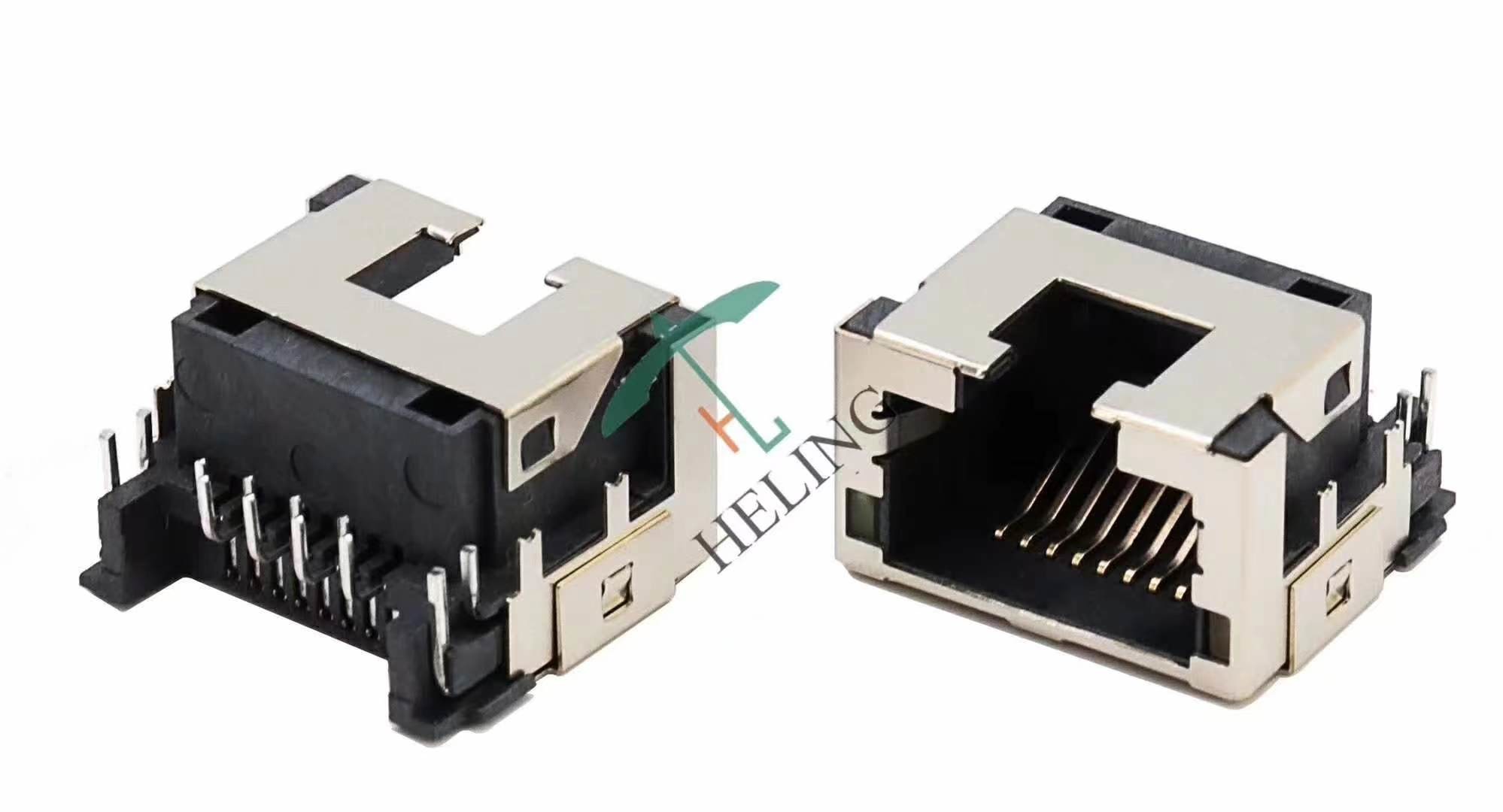 Through Hole Customized Low Profile RJ45 , Tab Up Female Lan Connector
