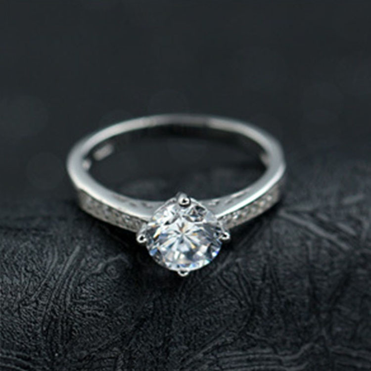 Women Fine Sterling Silver with Hearts Arrows CZ Diamonds Wedding Ring(RE662)