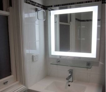 Wood Framed Bathroom Backlit Full Length Mirror With LED Concealed Light And Clock