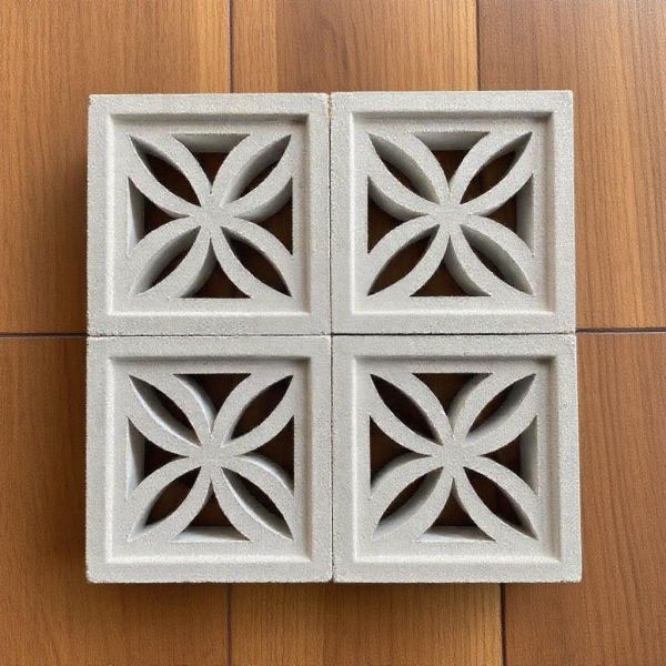 Decorative Floral Facade Brick White Hollowed Concrete Screen Block for Garden Patio Privacy