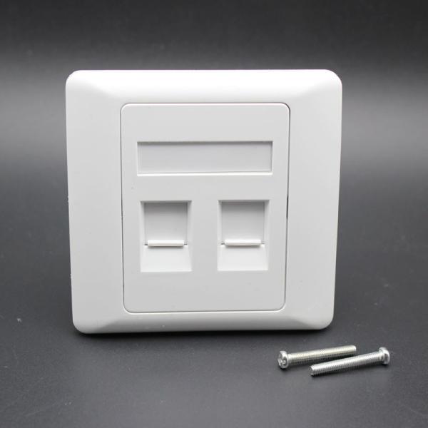2 Ports Flat Faceplate RJ45 ABS Ethernet Cable Assembly 86×86 Type