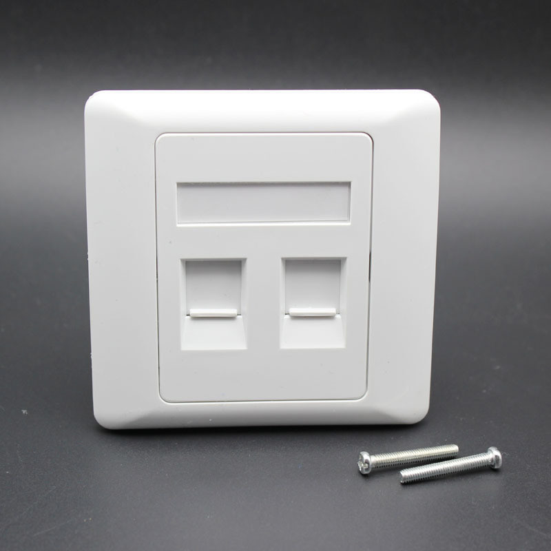 2 Ports Flat Faceplate RJ45 ABS Ethernet Cable Assembly 86×86 Type