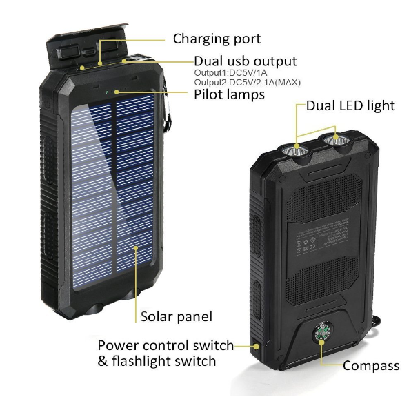 OEM ODM Solar Powered Power Bank 10000mah Solar Powerbank With Li-Polymer Battery
