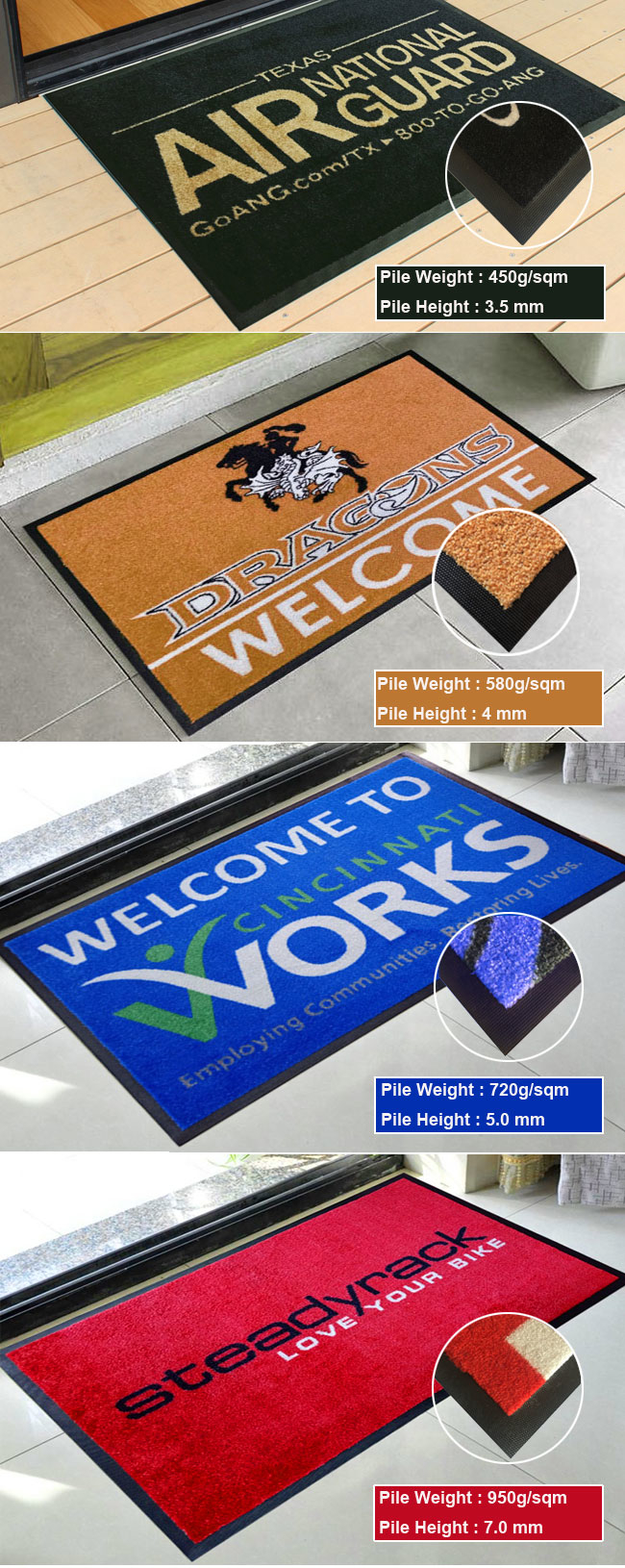 Personalized Entrance Carpet Reception Floor Mat Heavy Foot Traffic Resist Dirt 0