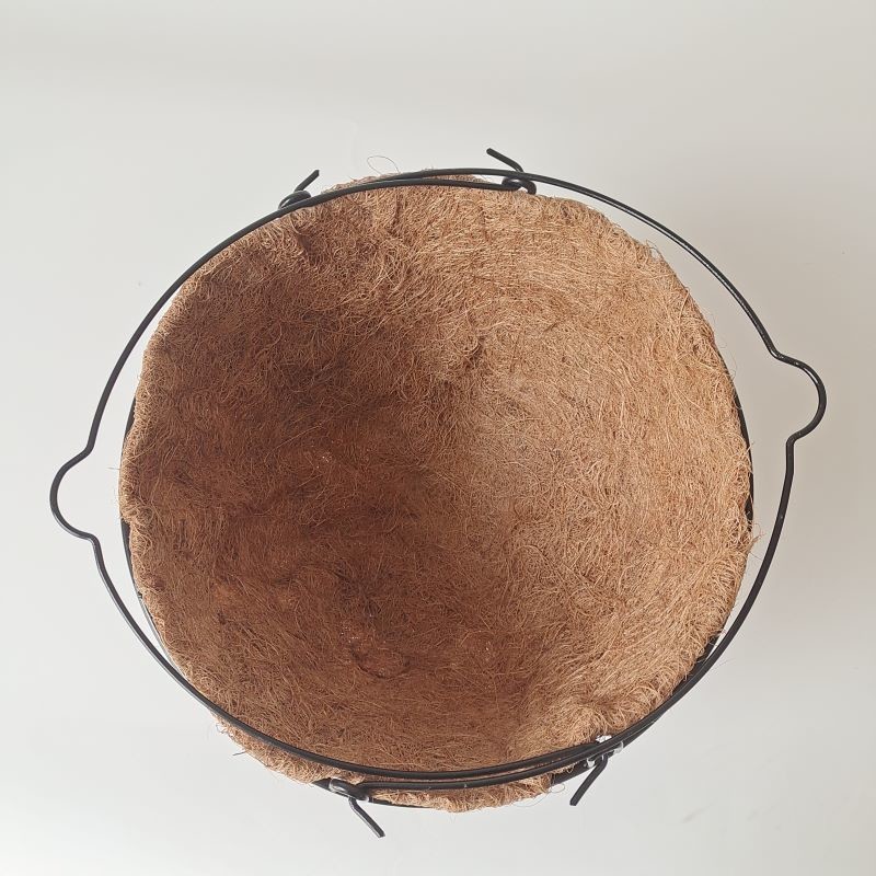 Metal Frame Bamboo Coco Liner Flower Pots Outdoor Garden 27cm Diameter