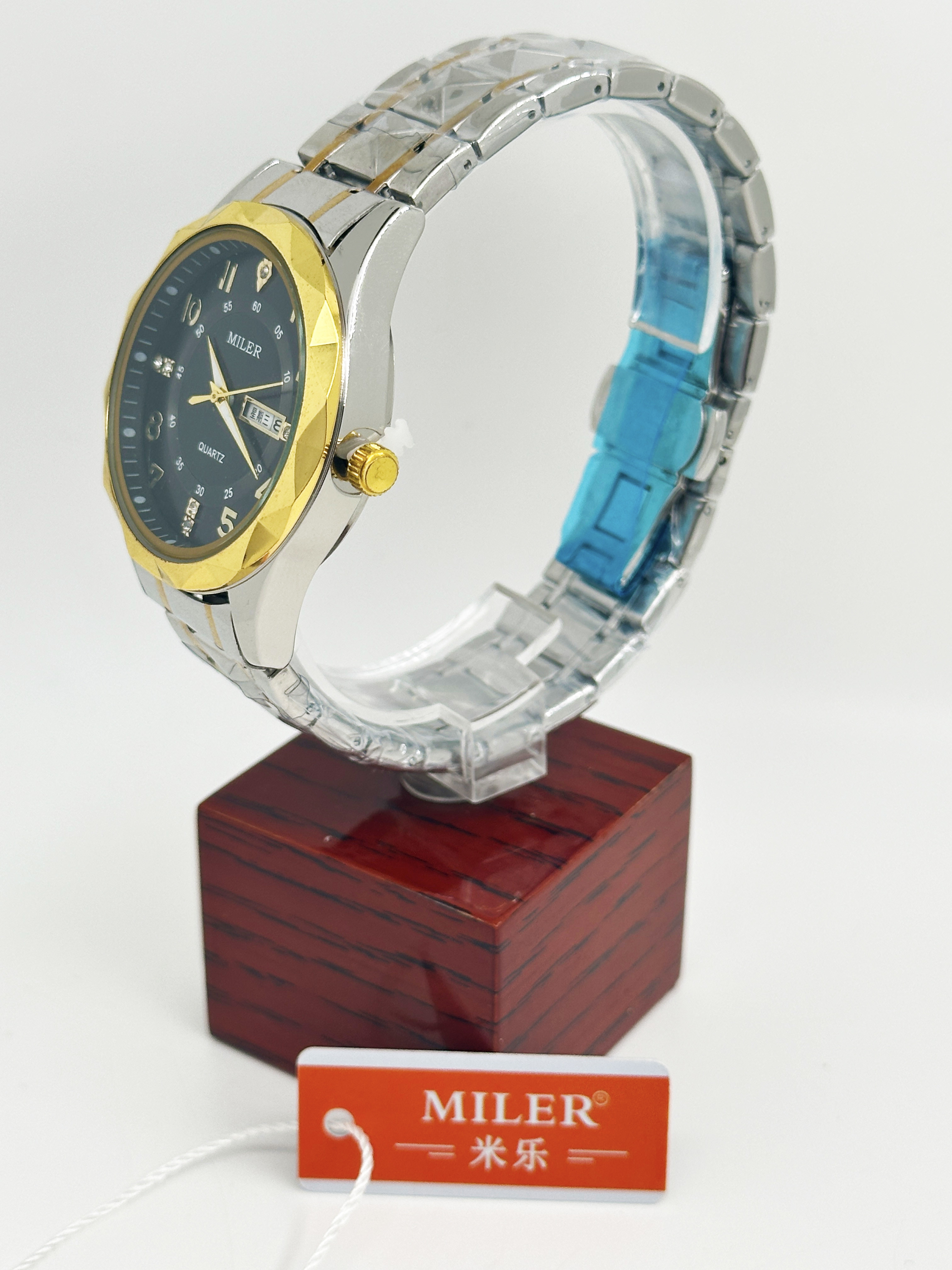 Miler Luxury Men Quartz Watch Waterproof Date Week Luminous Wristwatch Stainless Steel Men's Watches