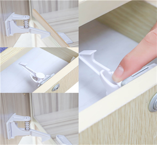 Updated Version White Or Black Spring Baby Safety Child Cabinet Lock