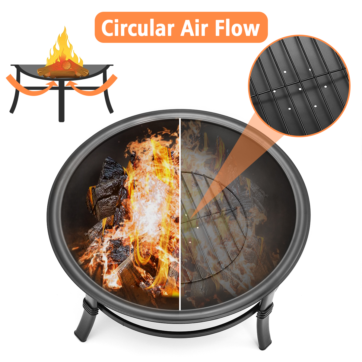 Travel-Friendly 26 Inch Fire Pit Perfect for Camping and Outdoor Gatherings
