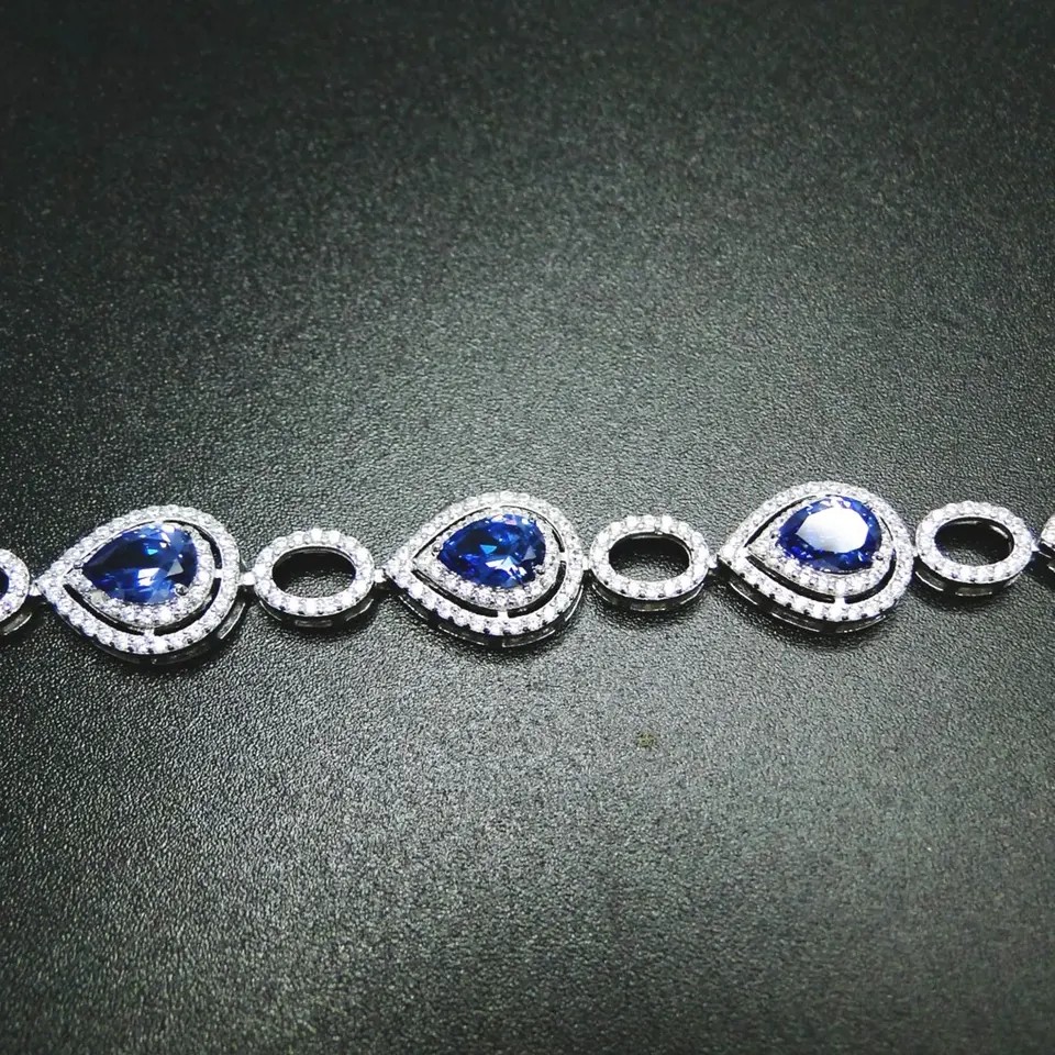 Pear Cut Tanzanite Silver Amazing Quality Bracelet For Women