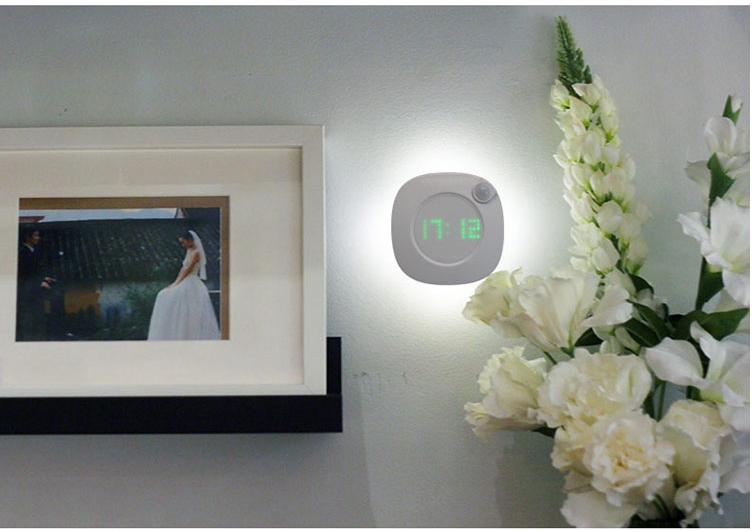 600MAH 0.3W USB Rechargeable Motion Sensor Light Digital Display Time Clock Magnet Attach