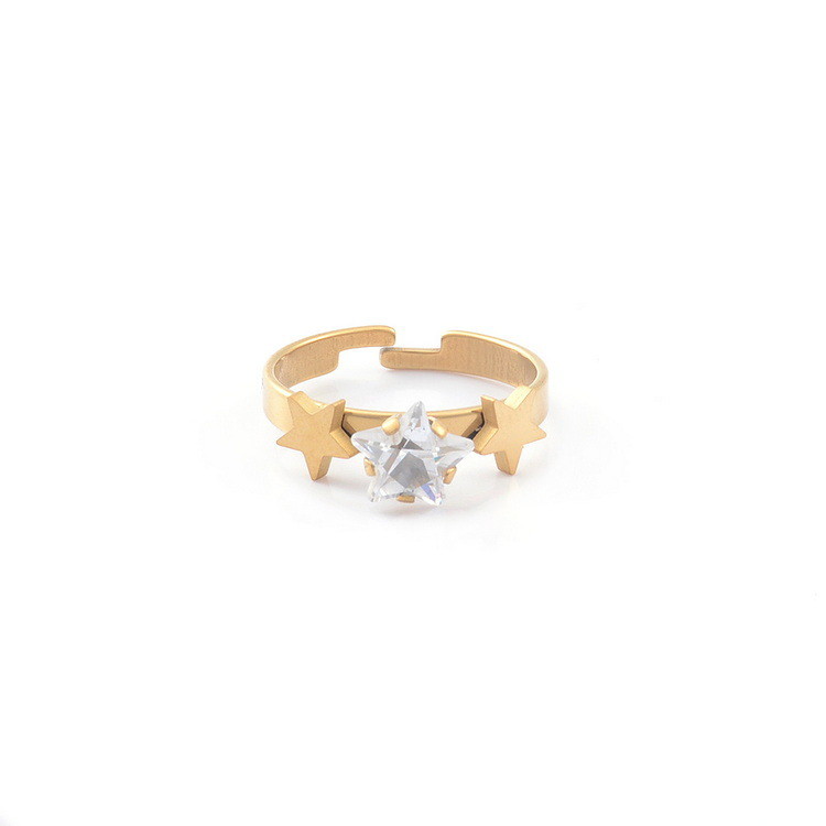 Personalized Fashion Women's Love Symmetrical Zircon Women's Stainless Steel Open End Ring