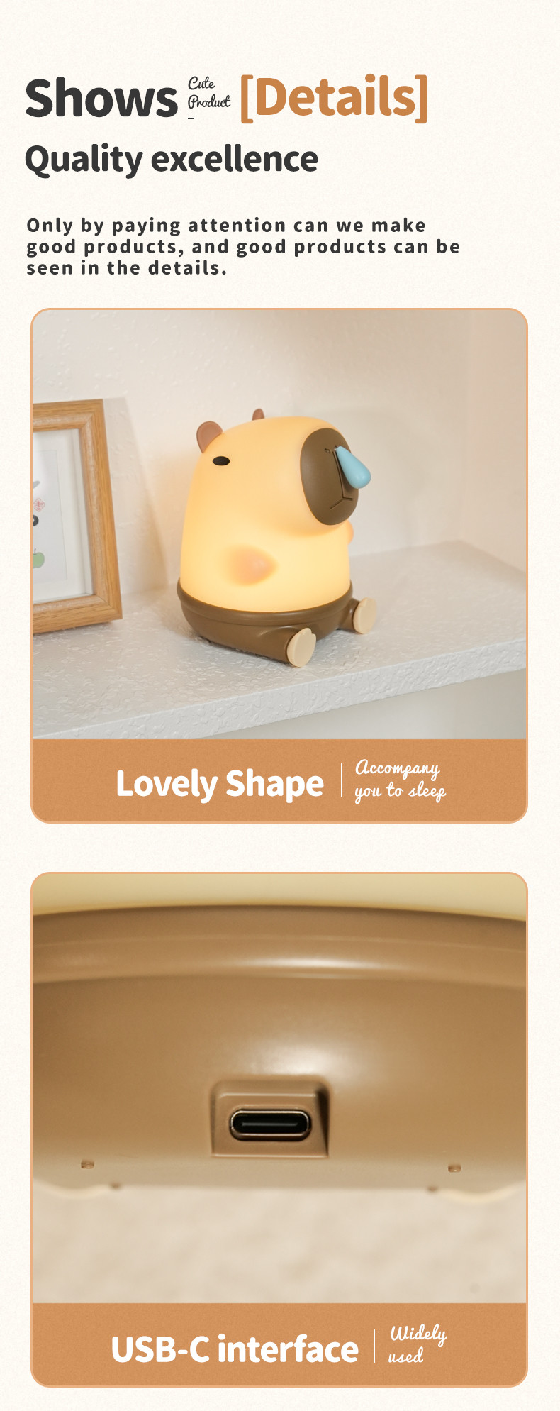 Cute Snottybara Table Lamp Animal Rechargeable Creative Cartoon Capybara Silicone Night Lamp