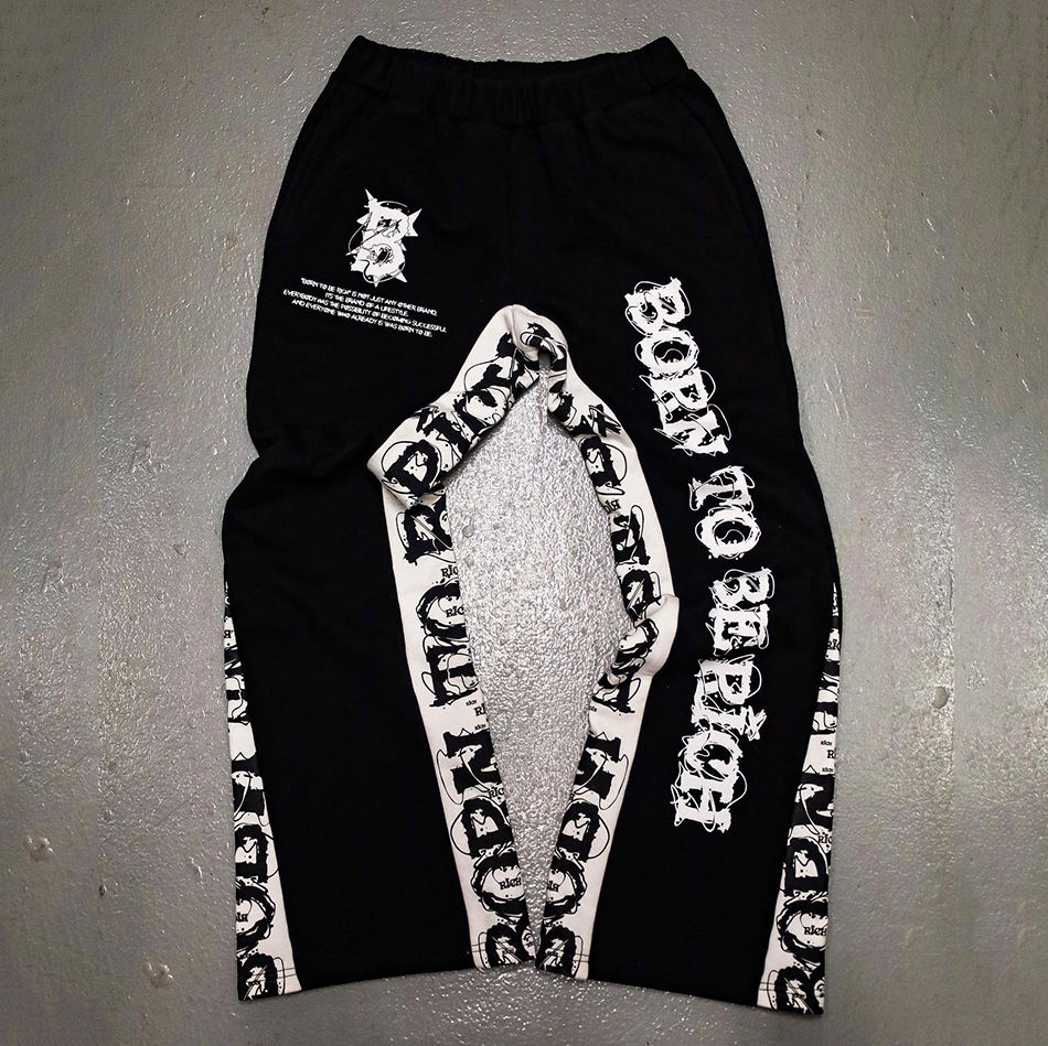 Custom Embroidery Baggy Flare Sweat Track Pants Mens Heavyweight Cotton Loose Jogger Acid Wash French Terry Flared Sweatpants