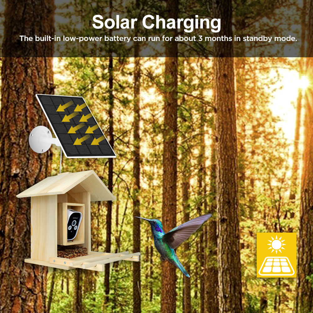 Smart Bird Feeder 4MP Wireless Battery Waterproof Outdoor Solar Camera Support Remote Two-way audio