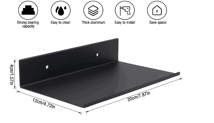 2mm Thickness Matte Black Floating Shelves for Storage and Decoration Sample Offered