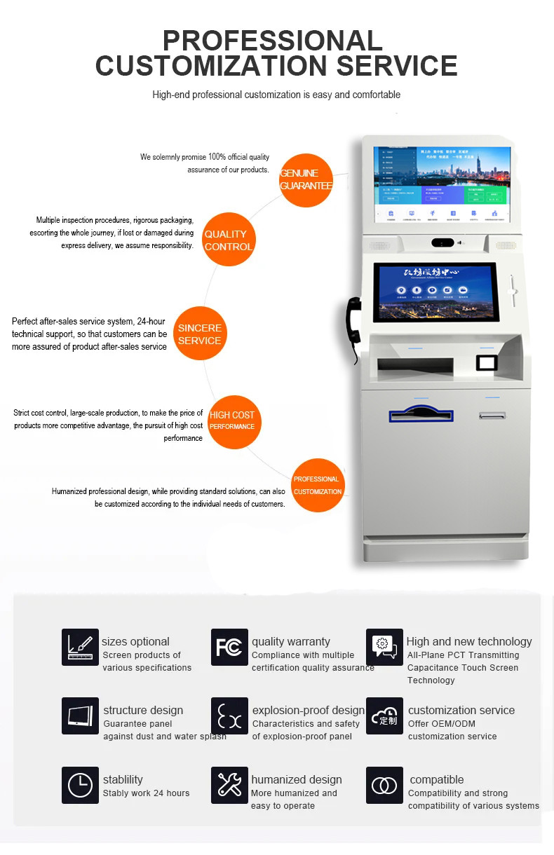OEM ODM Touch Screen Document Scanning Printing a4 Self Service Print Terminal Kiosk
