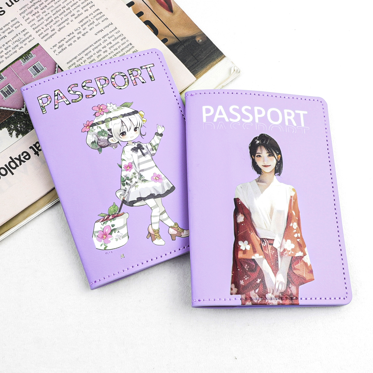 Passport Book Holders with Custom UV Printing and Vaccine Card Holder Combo Fashion Style