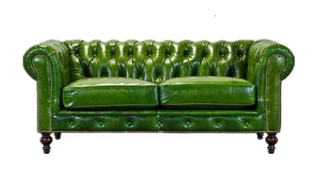Vintage Green Leather Chesterfield Sofa Couch With 1/2/3/4 Seater
