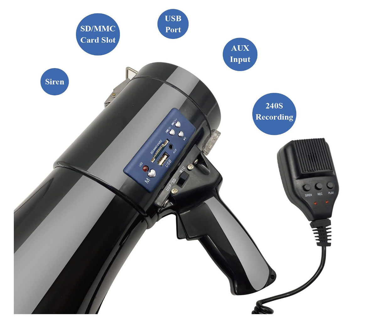 8 X 1.5V Wireless Battery Operated Megaphone Megaphone With Recorder Microphone
