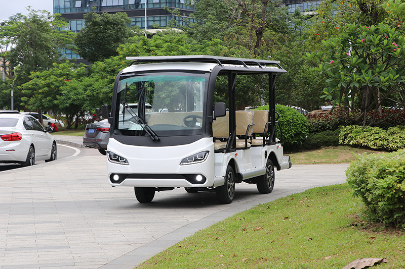 11 Seater Electric Sightseeing Bus With Solar Panel 7.5KW Lithium Battery