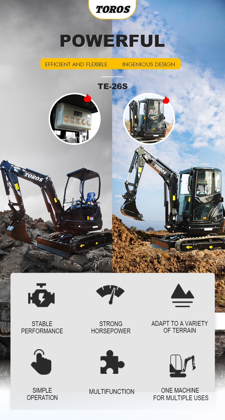 Crawler Toros Mini Excavator 2.6 Ton Small Digging Equipment For Road Repair