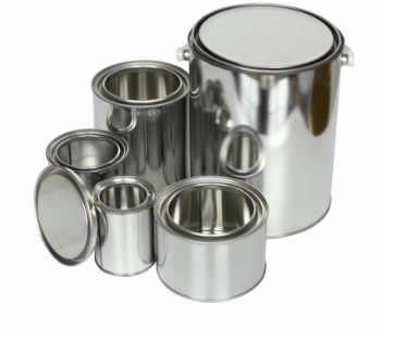 ISO Round Metal Container With Lid 0.21mm 4 Litre Empty Paint Tins