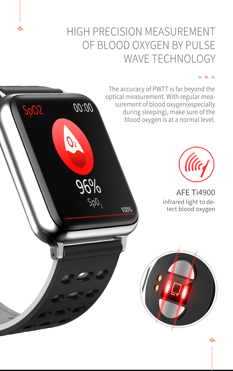 AI HRV ECG Smart Watch Fitness Tracker With Alarm Health