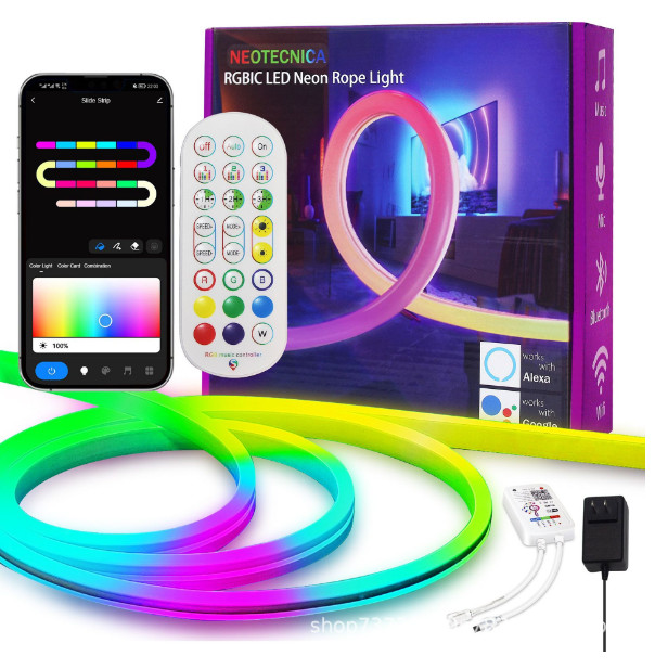5m Flexible Control App Remote Multiple Modes RGB Neon Silicone Strip