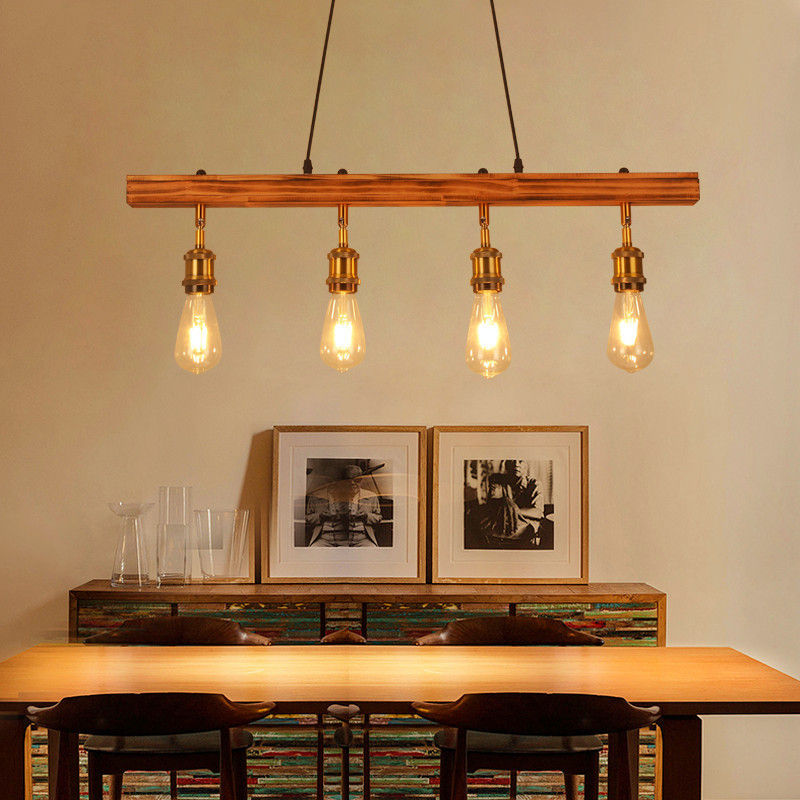 Retro loft industrial bar chandelier restaurant hot pot coffee shop wooden chandelier(WH-VP-235)