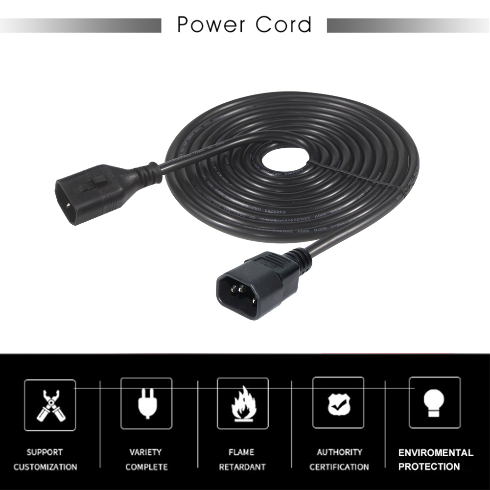 OEM 1.5M Computer AC Electric Power Cord IEC C14 Plug To IEC C13 Female Connectors