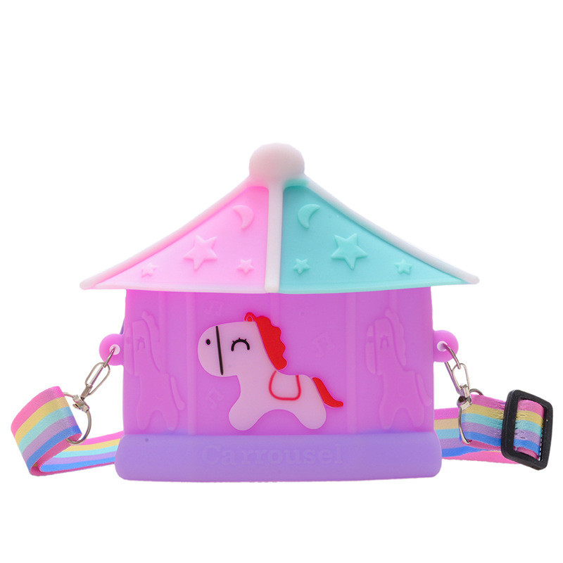 Carousel Kid CrossBody Shoulder Bag BPA Free Silicone Pencil Case For Stationery And Makeup Organization School Supplies