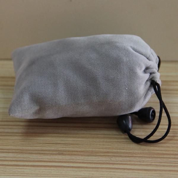 Light Grey Velvet 15x20cm Drawstring Jewelry Bag