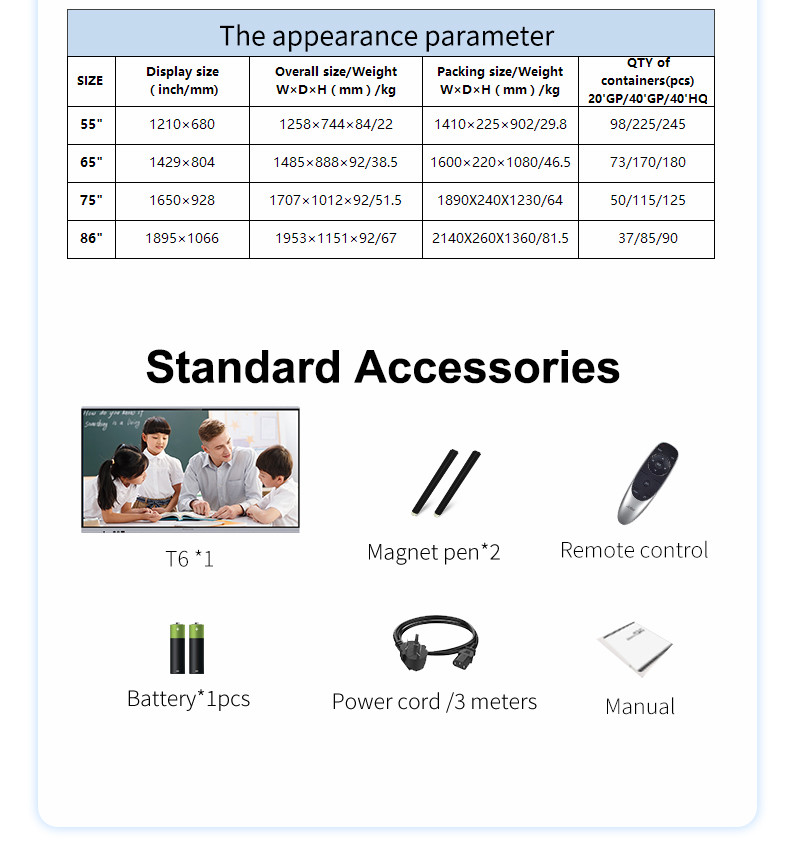 Interactive All In One Touch Screen PC Display Computer 65 Inch For Kindergarten