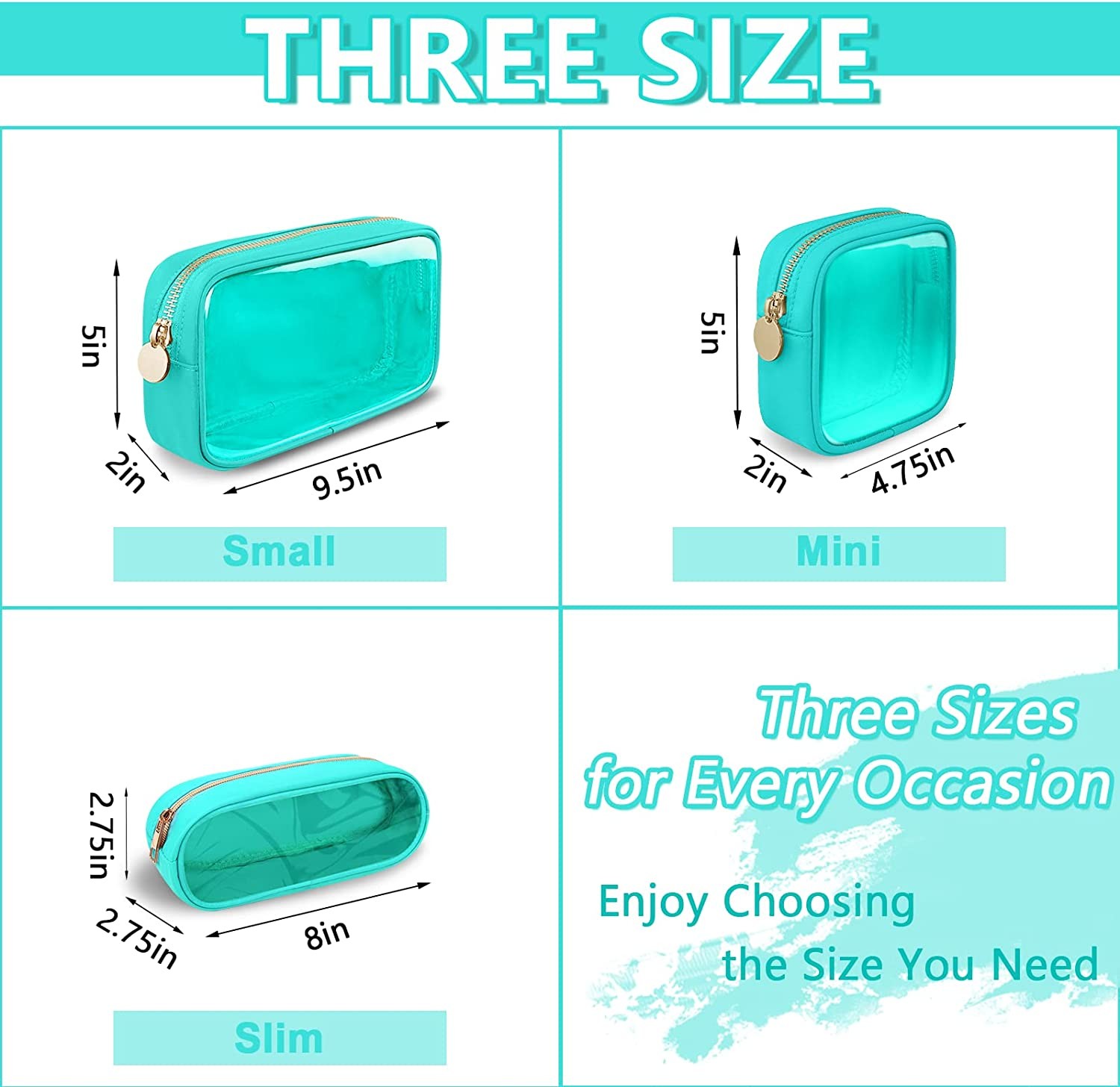 Small Nylon PVC Cosmetic Bag TSA Approved Travel Toiletry Bag with Zipper