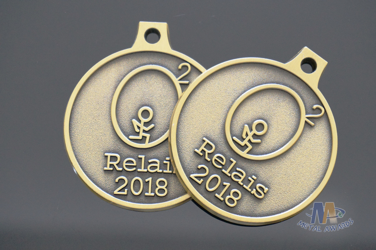 2D Model Element Metal Award Medals Antique Brass Plating Smooth Back