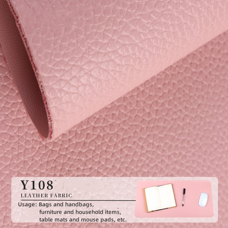 Double Sides Lychee PVC Leather For Bags / Table Mat Eco Friendly