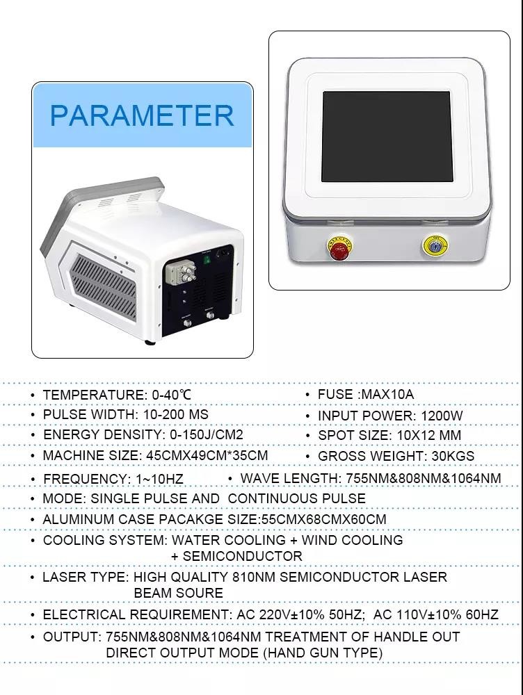 Portable Big spot size 3 wave length 755nm 808nm 1064nm diode laser for Hair Removal beauty device LF-646A