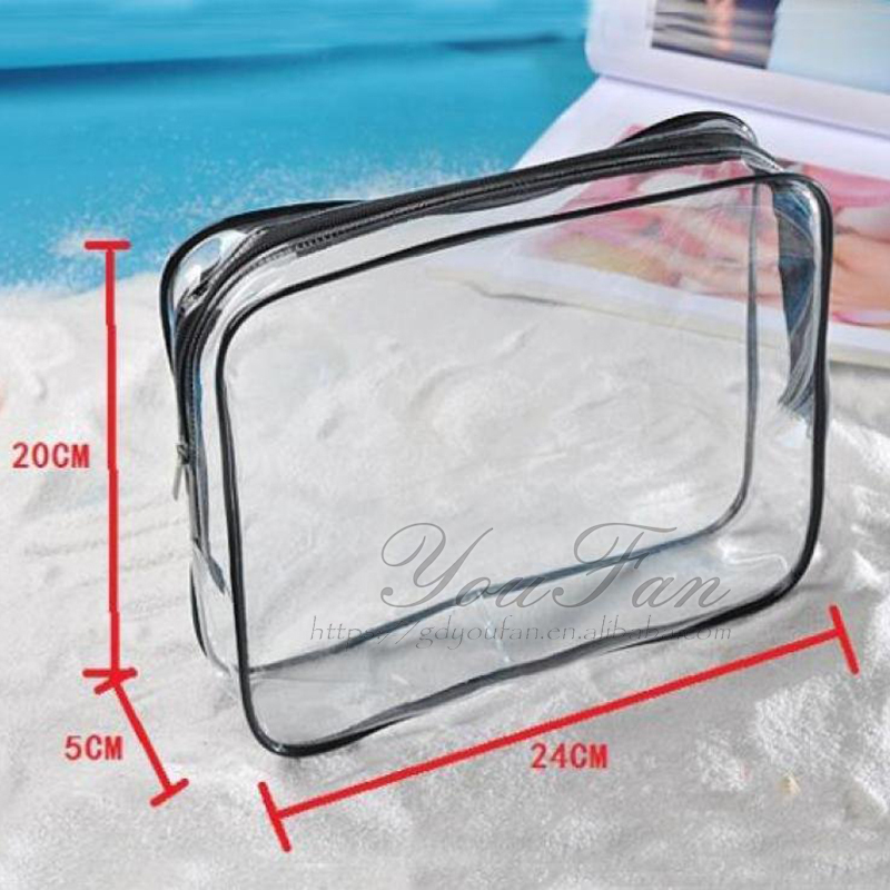 Water Resistant Cosmetic Toiletry Bag , Clear PVC Makeup Toiletry Travel Bags